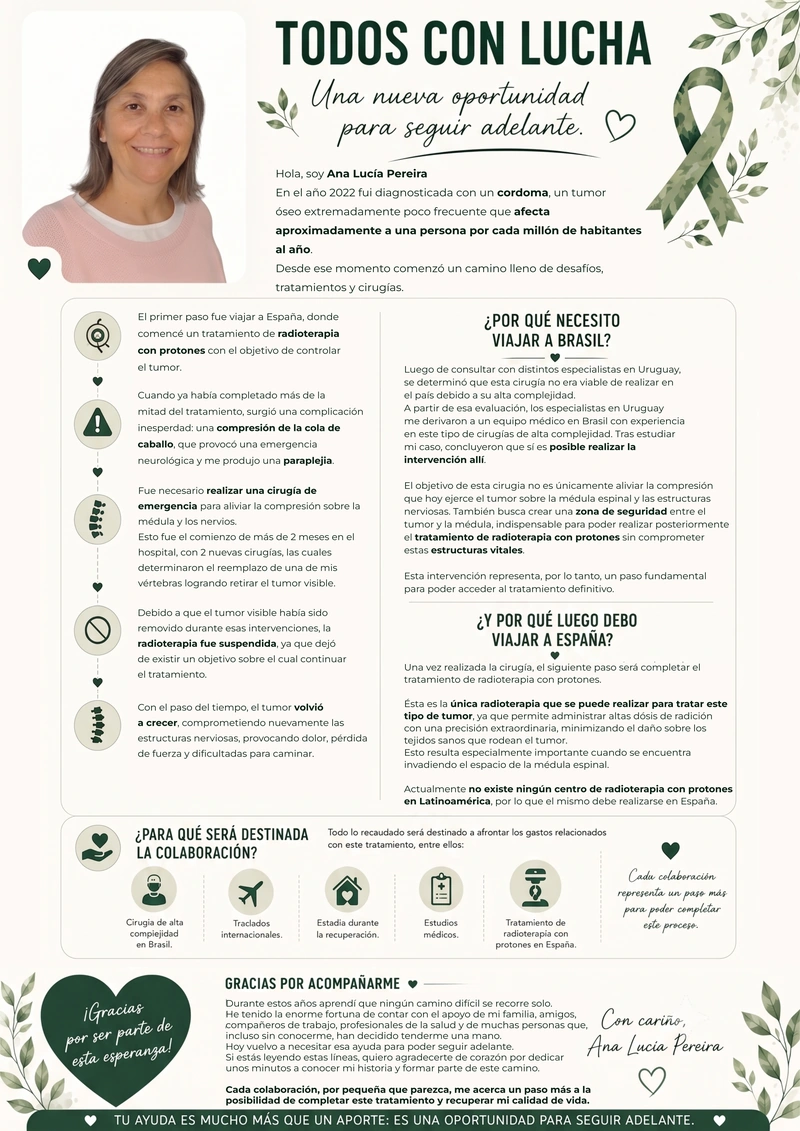 Flyer Todos con Lucha — Campaña de crowdfunding para Ana Lucía Pereira